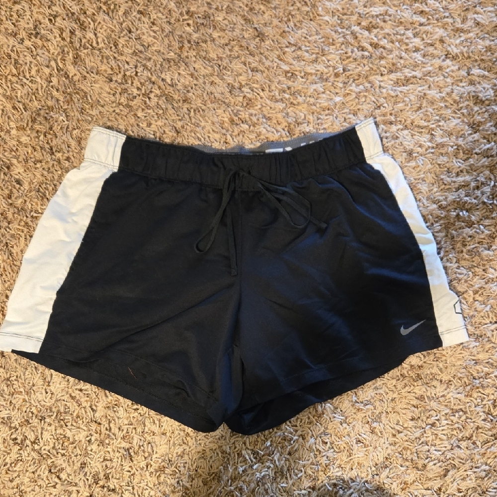 Nike Black Athletic Shorts with White Side Panels